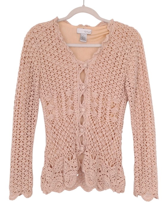 Spiegel Sweaters - Spiegel vintage open crochet cardigan boho cottagecore festival slim fit beige